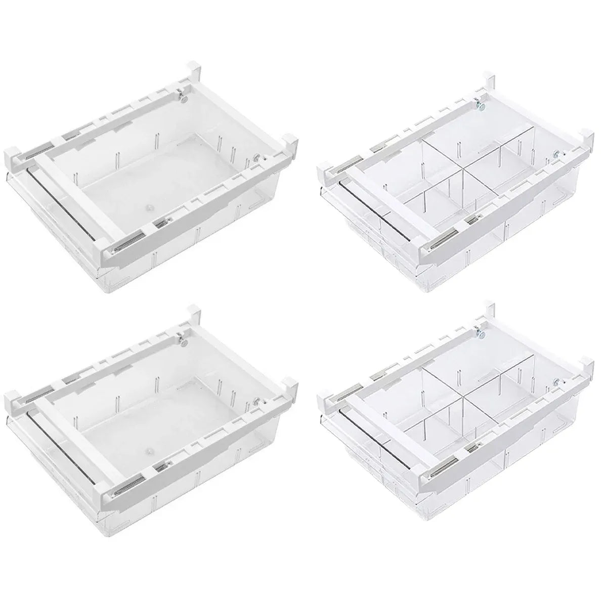 2Pcs Refrigerator Storage Drawer Fridge Organizer Rack Kitchen Egg Holder Space - 4 Grids