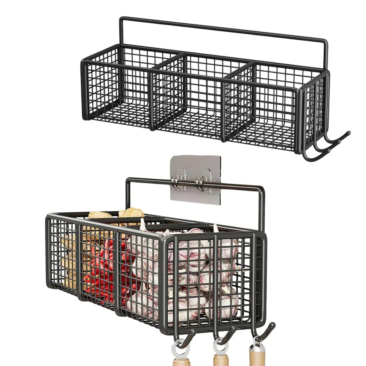 Wall Mount Storage Rack Kitchen Spice Racks Condiment Basket Bathroom Organizer