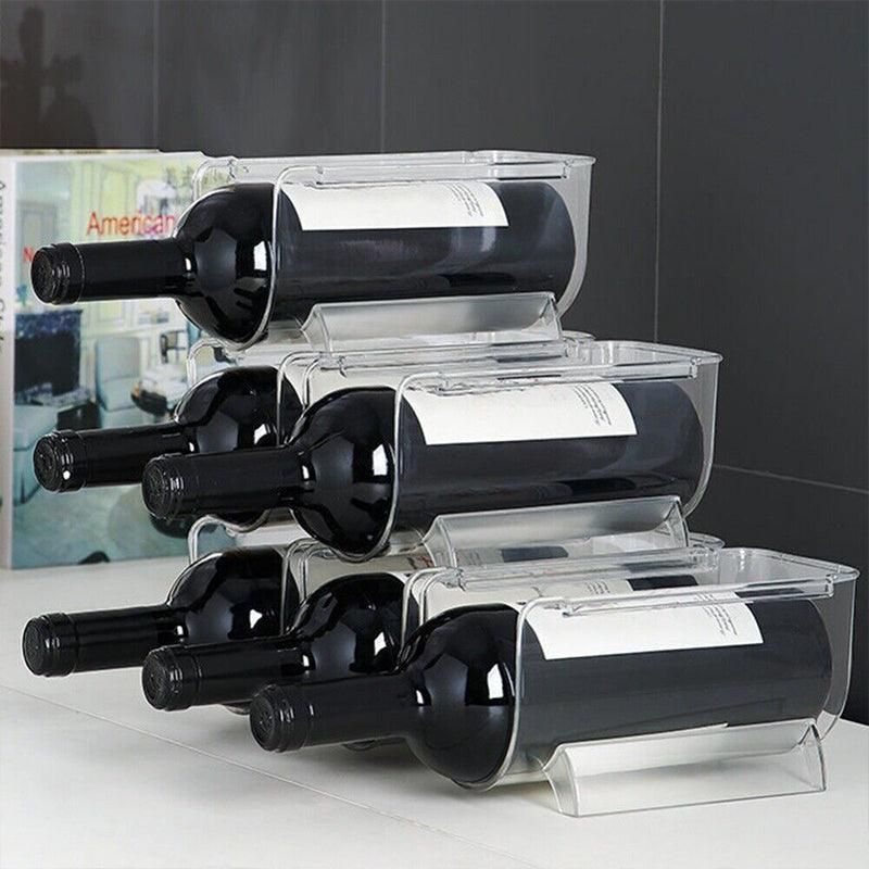 Fridge Organiser Wine Beer Stacking Bottle Rack Kitchen Space Saving Can Holder - 2 Grids