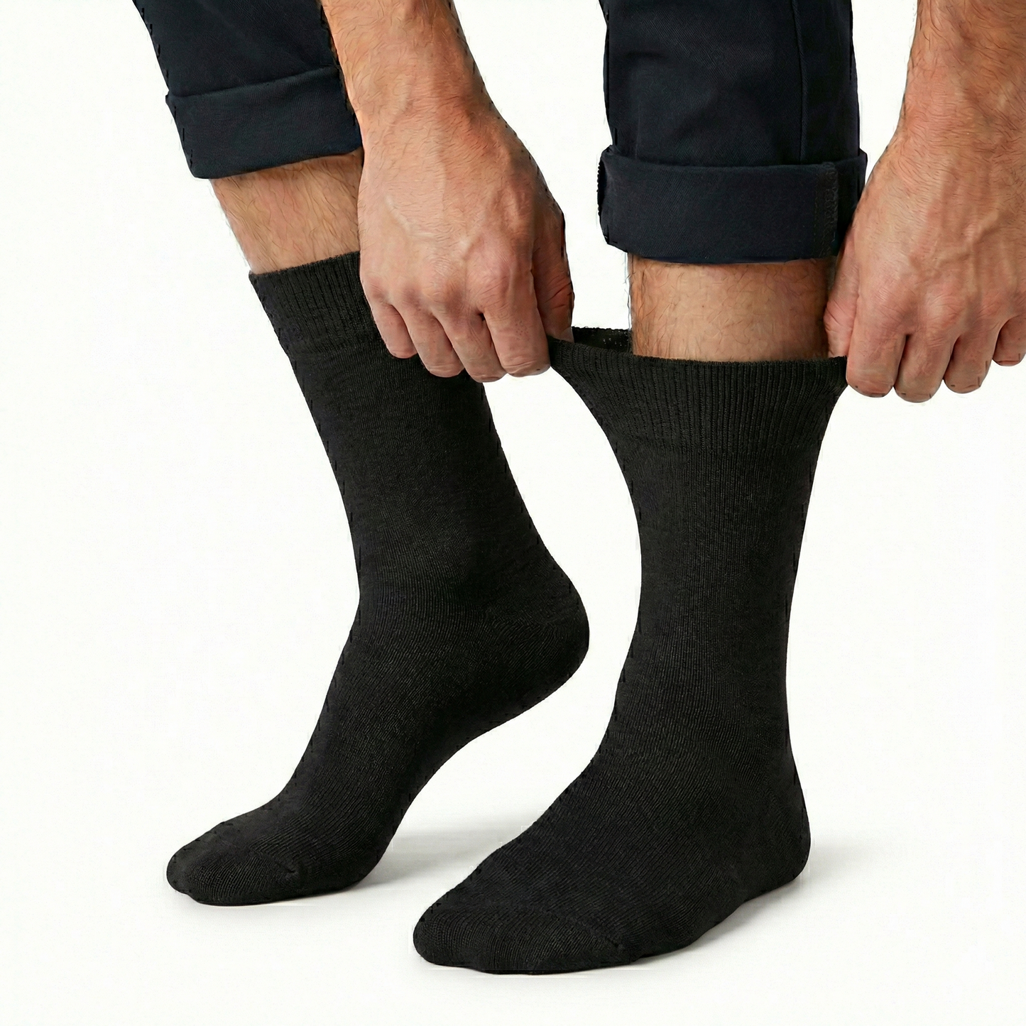 1x Pair COTTON Rich LOOSE TOP SOCKS Circulation Diabetic Comfort in Black - 11-14