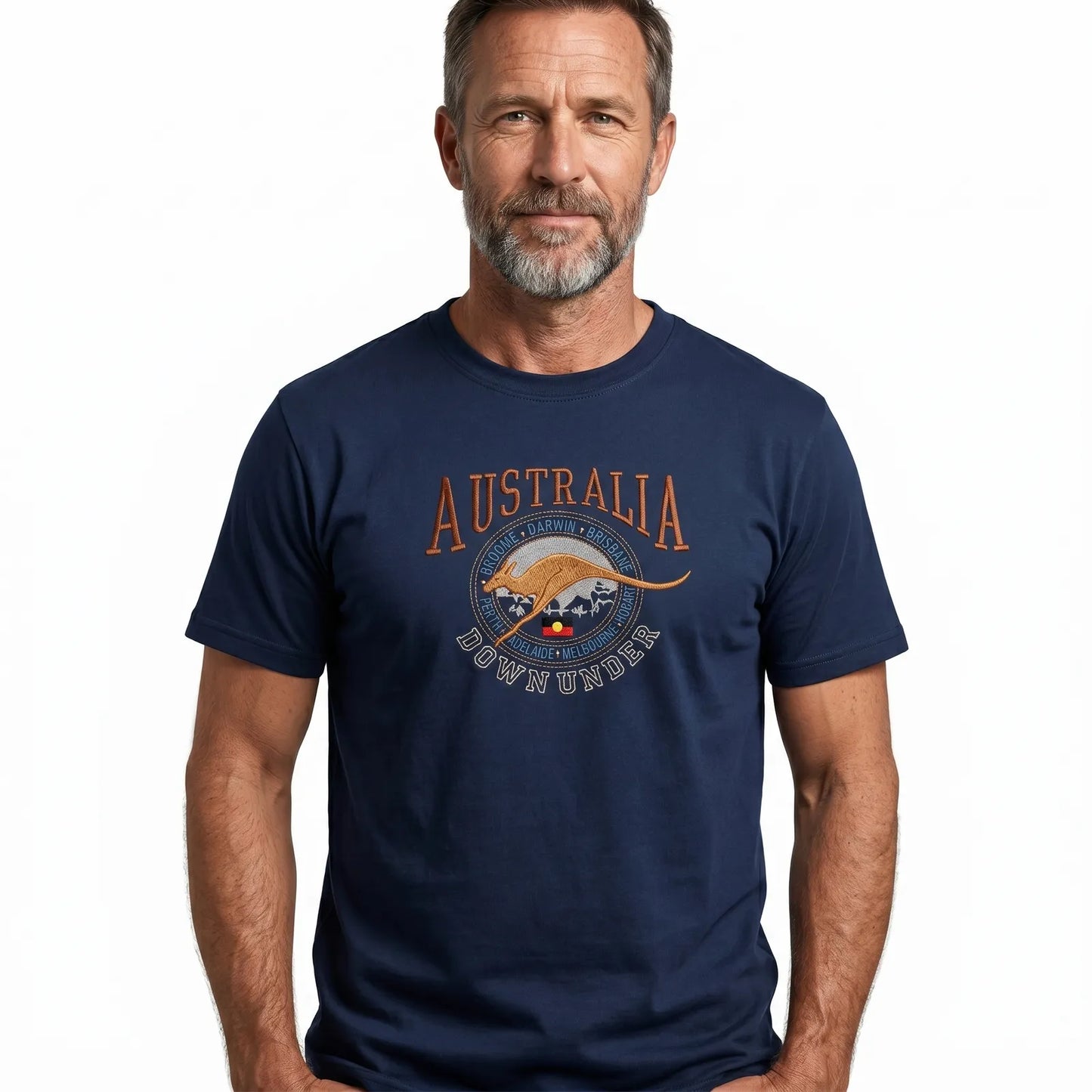 Adult Australia Kangaroo T Shirt Australia Day Souvenir Tee Top 100% Cotton - Navy - M