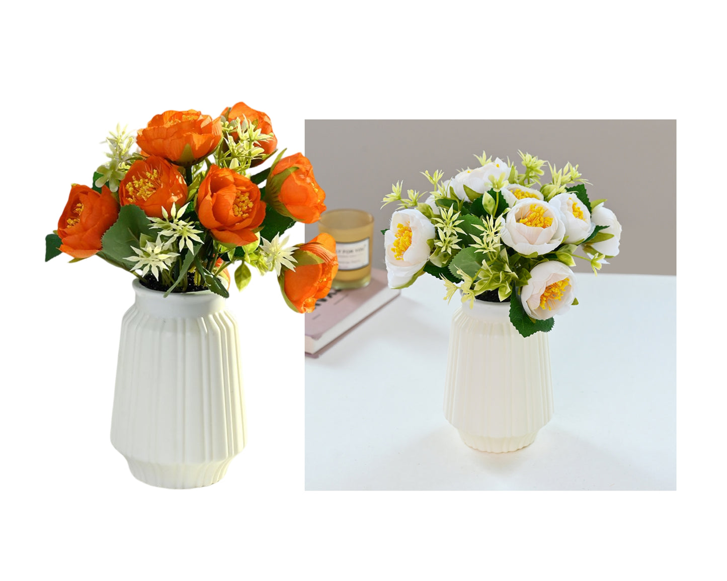 bulk 8 Artificial Peony Pot Assort 20cm