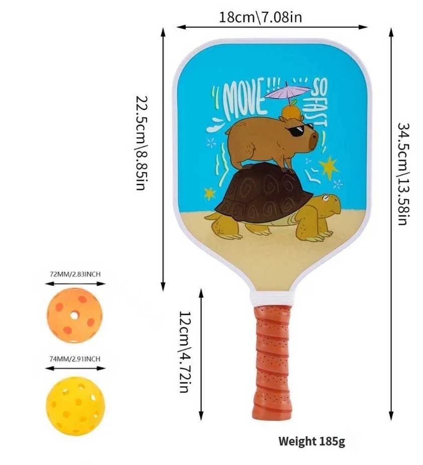 【RT-008】Fiberglass Pickleball Paddle Set of 2 with 4 Balls and Carry Bag - 185g Single Paddle Weight - Beginner Friendly Starter Kit with Non-Slip Cushion Grip for Adults Kids and Outdoor Family Fun