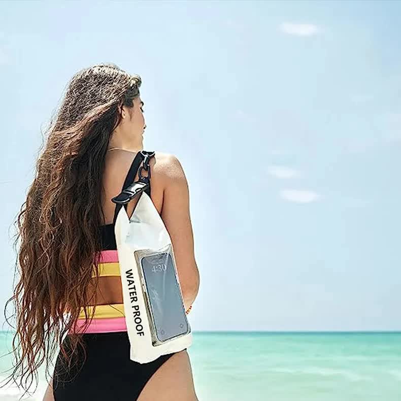 Orange 2L Waterproof Phone Pouch - Multi-Functional PVC Dry Bag for Swimming and Water Activities