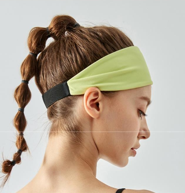 Grey Premium Wide Yoga Headband - Breathable Nylon/Spandex Sweat-Wicking Hair Band for Women (49cm Circumference) - Athletic Non-Slip Fitness Headwrap