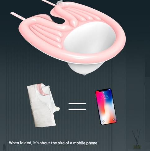Pink Inflatable Hair Washing Basin with Drain Tube and Pump for Seniors Bedridden and Pregnant Women - Portable Home Shampoo Basin for Easy Hair Care