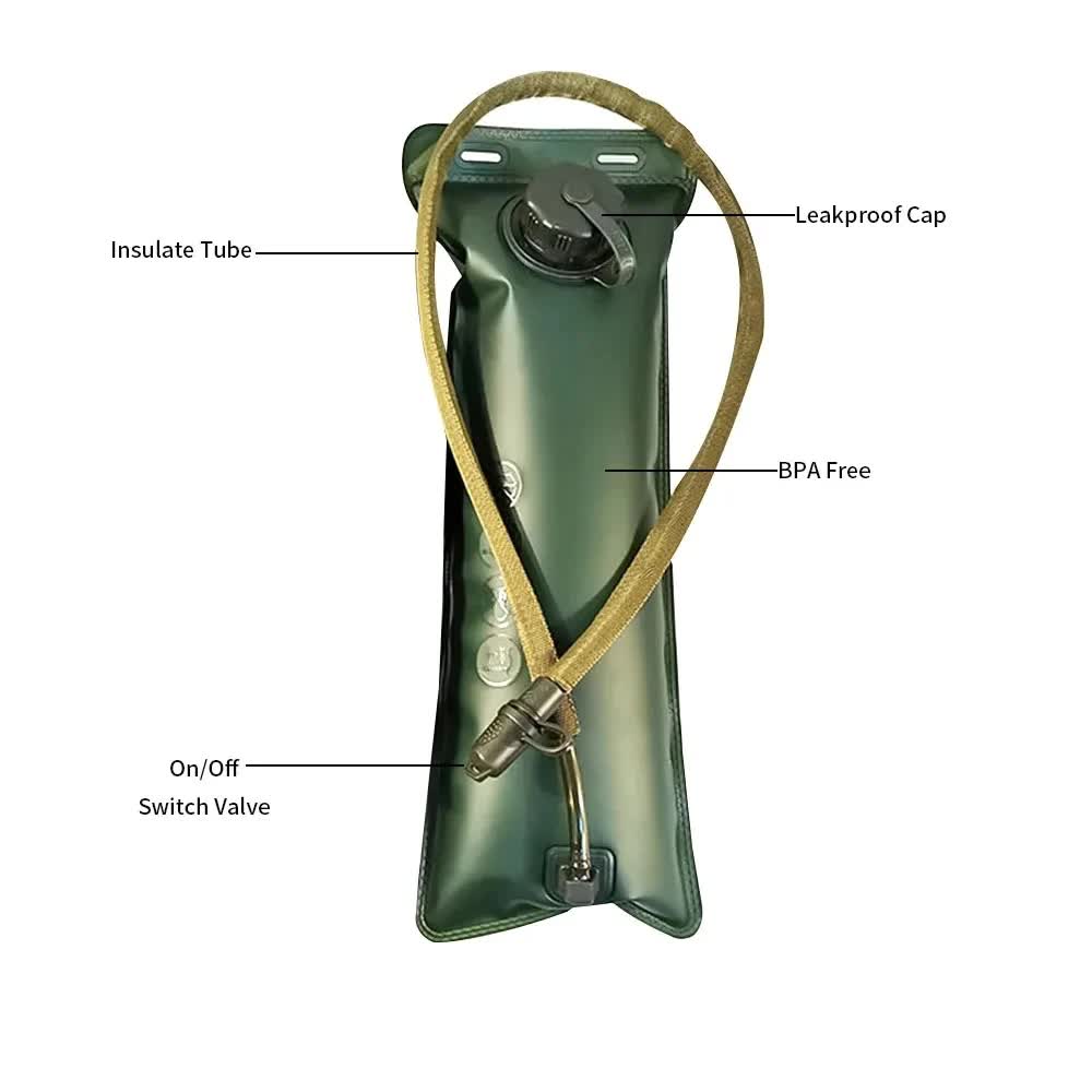 Outdoor Grey 3L Hydration Bladder for Running & Cycling - Eco-Friendly PEVA Material Water Reservoir Pack Insert with Bite Valve & 93CM Water Pipe