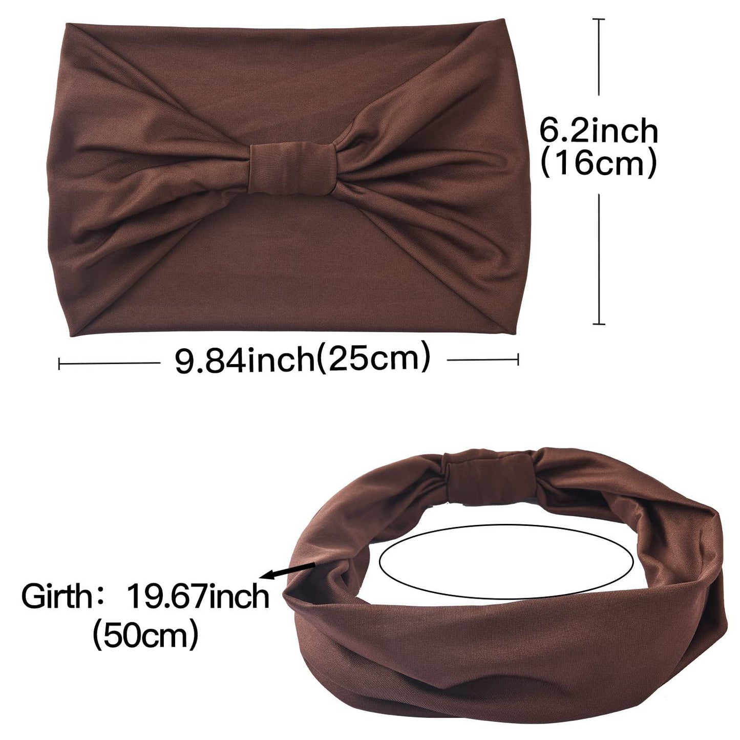 5-PCS Grey Women's Extra Wide Turban Headband - Elastic Yoga & Sports Hair Wrap