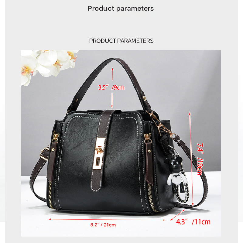 Wine red Fashion Women's Bucket Bag - Summer Crossbody Shoulder Handbag with Keychain
