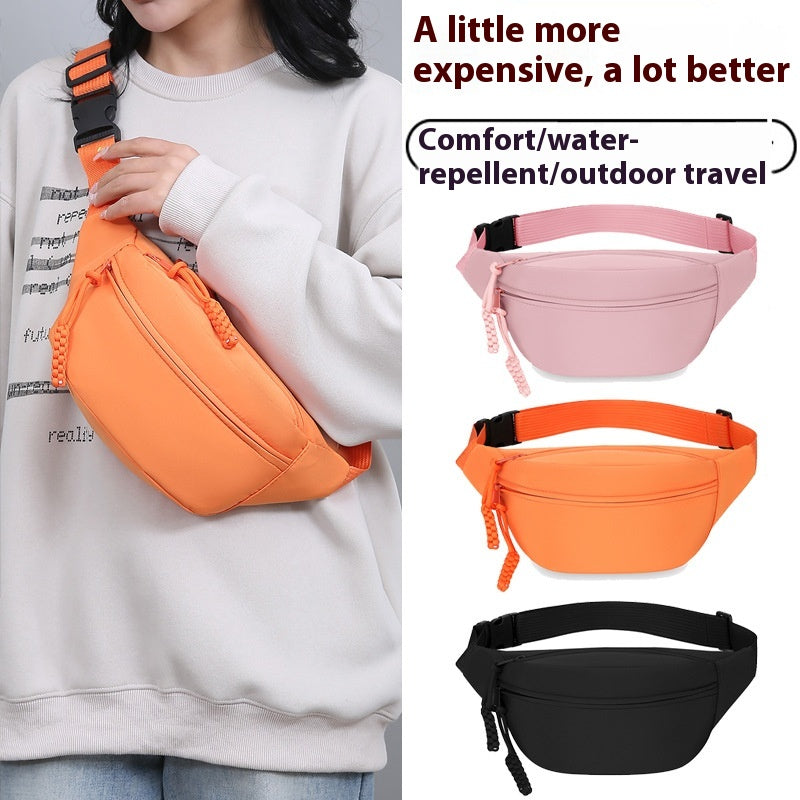Orange Women's Fashion Crossbody Sling Bag Large Capacity Casual Shoulder Bag Waterproof Nylon Waist Pack for Travel Sports(Style One)