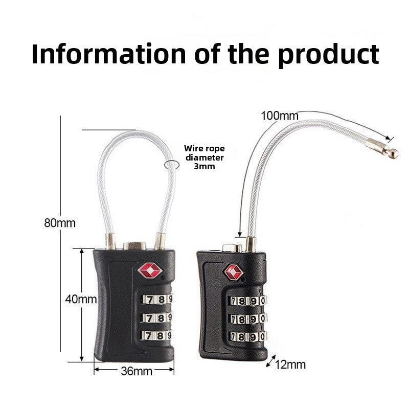 White TSA Approved Cable Combination Padlock 3-Digit Security Lock for Travel Luggage Suitcase Gym Lockers Durable Steel Wire Australian Travel Essential