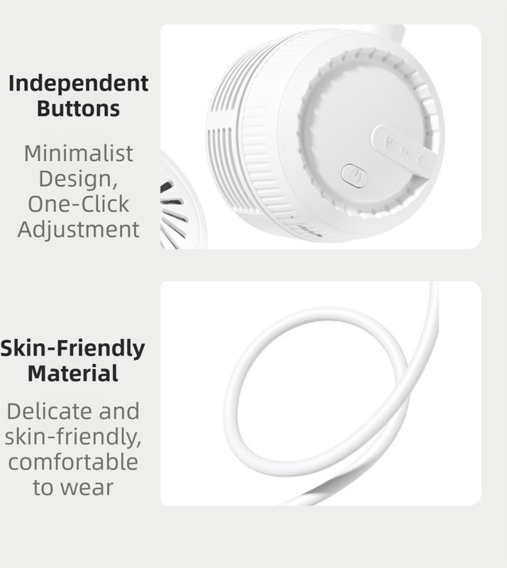 Green Foldable Bladeless Neck Fan - Portable Turbine Fan with 3-Speed & 360° Flexible Silicone Hose for Travel, Office, and Outdoor Use