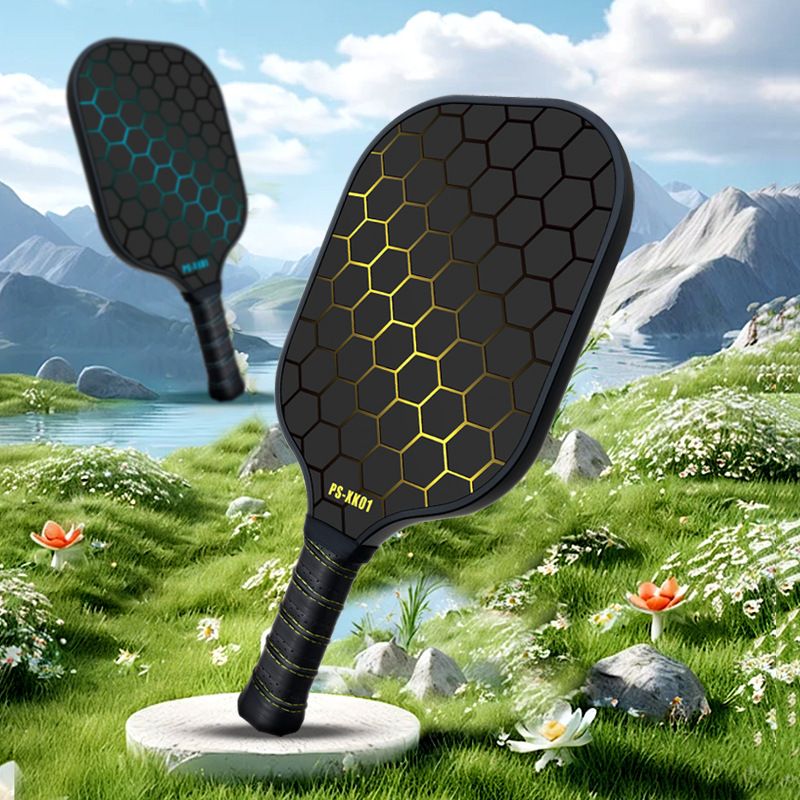 Black and Blue Lightweight Fiberglass Pickleball Paddle Set - 2 High-Rebound Rackets with PU Comfort Grip, 4 Balls and Carry Bag for Outdoor Play