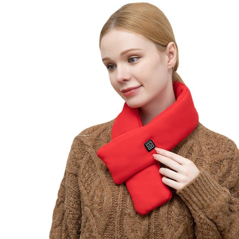 Beige USB Powered Graphene Rapid Heated Scarf - 80 x 10 CM Washable Winter Thermal Wrap with 3-Level Temp for Cervical Support & Pain Relief