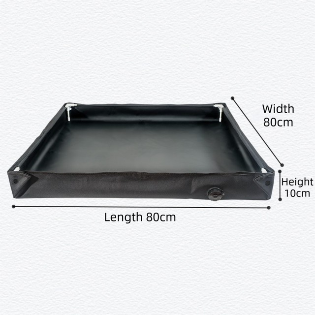 80x80x10CM Beige Portable Outdoor Shower Tray & Versatile Collapsible Water Basin - Reinforced Support and Drainage System- Leak-proof Oxford Large Base for Camping, Beach & Garden