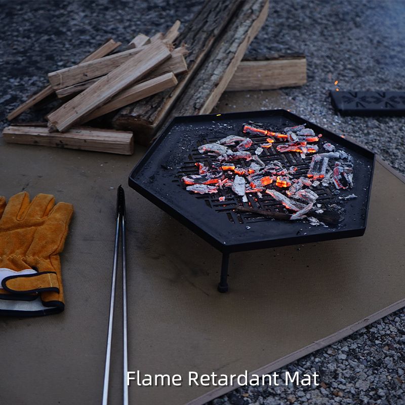 70 x 62 CM XL Size Fireproof Outdoor Mat with Storage Bag - Silicone Coated Heat Resistant, Fire Pit Protector & BBQ Table Heat Shield