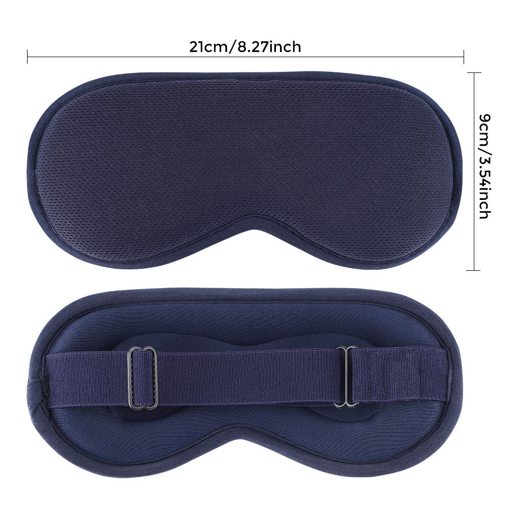 Dark Blue 3D Surround Heated Eye Massager with 1.2M USB-C Digital Display Controller Cable, 3 Heat and 6 Vibration Modes - Portable Total Blackout Sleep Mask for Travel Office Dark Circles & Eye Fatigue