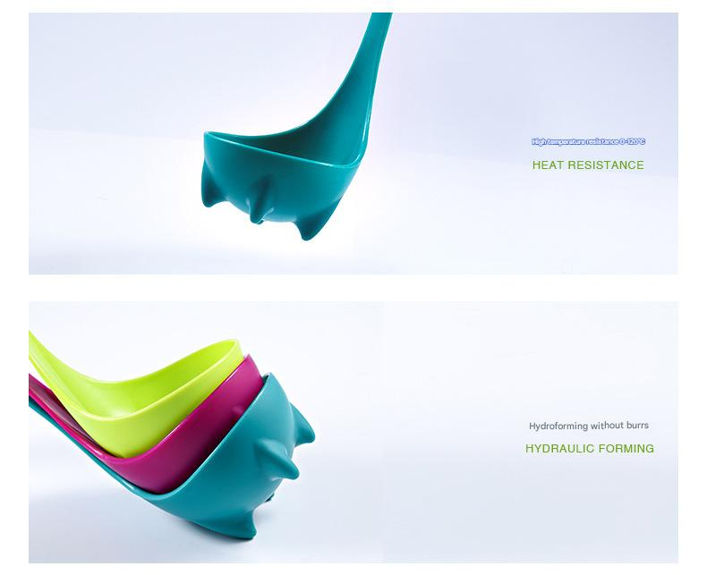Blue Nessie Ladle Loch Ness Monster Soup Spoon Cute Dinosaur Shaped Standing Ladle Food-Grade Nylon Kitchen Utensil Handle Heat Resistant 0-120C Funny Cooking Gadget Gift for Home Cooks