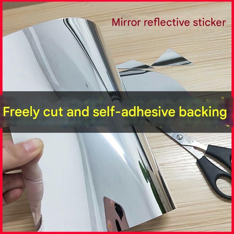 50*200cm Self-Adhesive PET Mirror Sticker - Unbreakable Soft Glass Mirror Film,Safety Soft Mirror - Cut-to-Size, High-Reflective Wall Decal for Bedroom, Wardrobe, Bathroom - Easy Peel-and-Stick Installation, No Drill Damage Space-Saving Design
