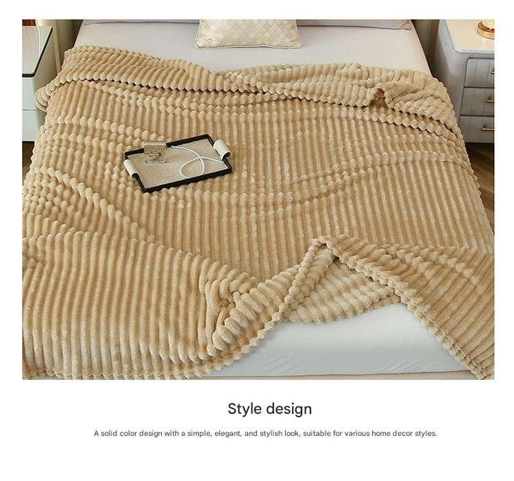100*150cm Light tan Solid Colour Flannel Throw Blanket - Thick Double-Sided Fleece with Ribbed Texture - Soft throw blanket& Lightweight for Sofa, Bed, Office Nap, Air-Conditioned Rooms - Durable, Machine Washable, Non-Shedding