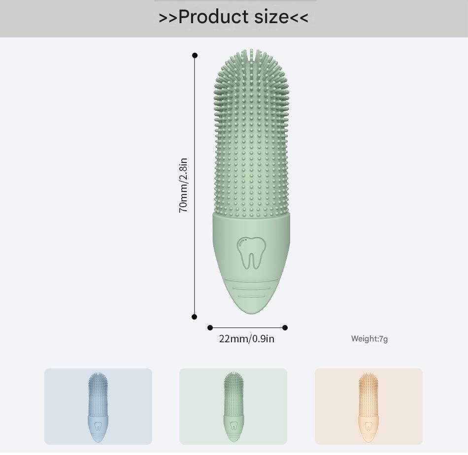Green Silicone Pet Finger Toothbrush for Cats and Dogs - Soft Dental Care Brush for Teeth Cleaning, Plaque Removal, and Oral Hygiene - Ideal for Small, Medium, and Large Breeds