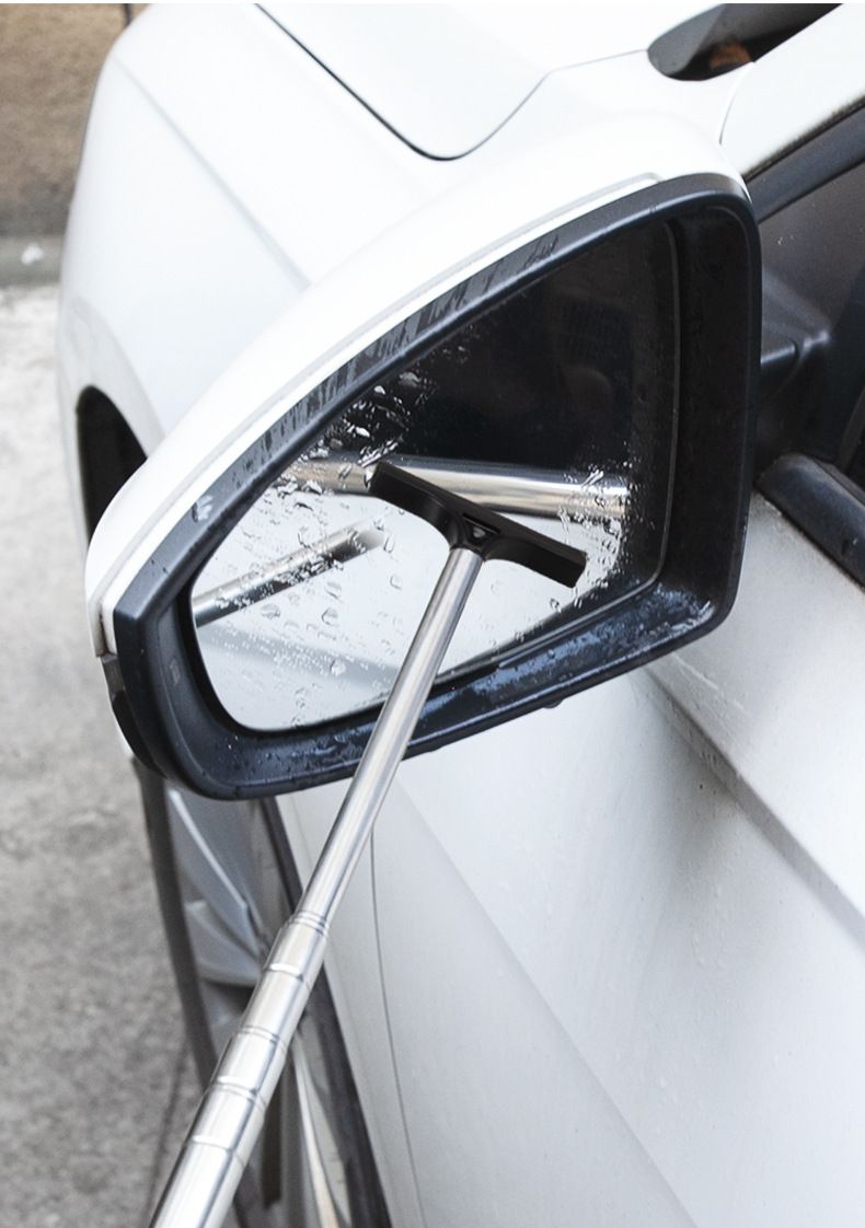 Pink Telescopic Car Mirror Wiper - ABS & Stainless Steel - 98cm Extendable, Defog & Rain Removal, Compact Car Cleaning Tool, Universal Fit, Travel Friendly