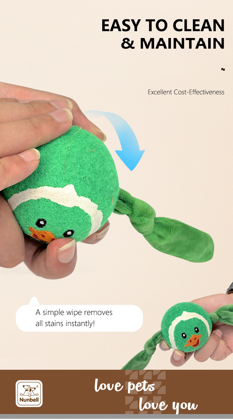 3-Piece Set High Elastic Pet Tennis Toy - Chew-Resistant Dog Ball with Plush Animal Designs for Interactive Play, Teeth Grinding & Dental Cleaning, Synthetic Fiber & Rubber, 80g Lightweight, Ideal for Small to Large Dogs-Designs: Duck and Owl and Pengui