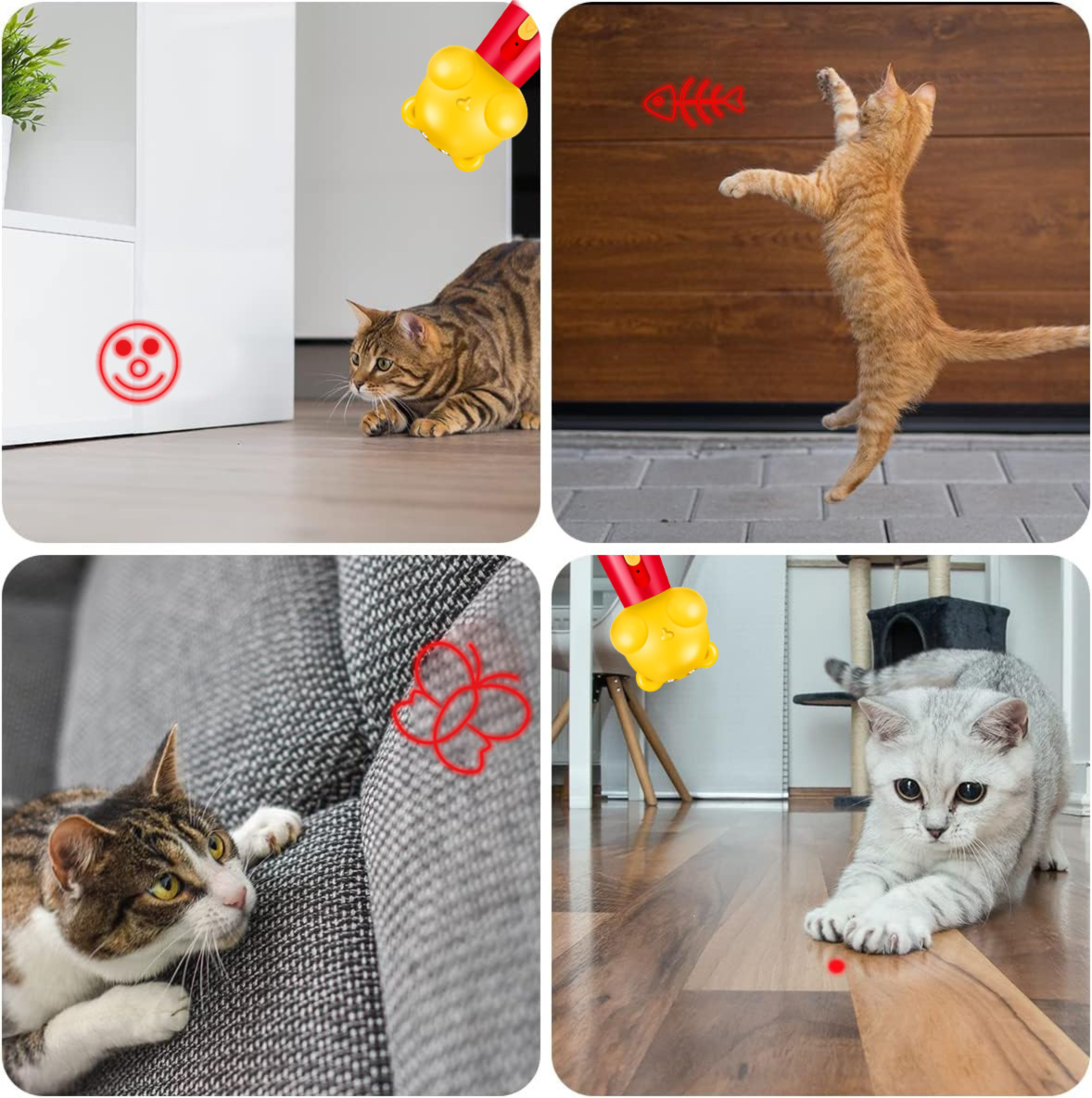Blue Bear Laser Cat Toy Set - 2 Piece USB Rechargeable Multi Pattern Laser Pointer with UV and White Light for Cats