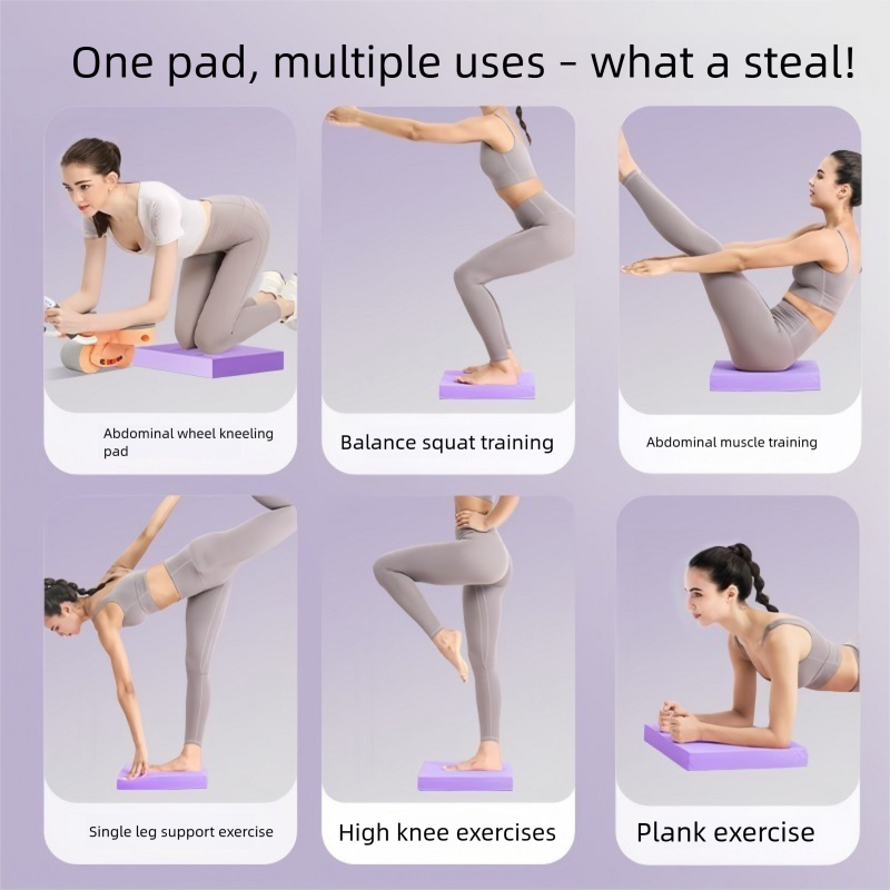 Purple 4cm Thick Balance Pad - Non-Slip High Density Foam Exercise Mat for Plank Push Up Knee Protection Fitness Training( 44cm x 30cm x 4cm)