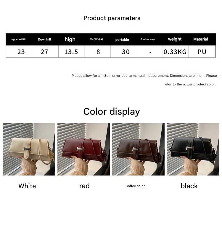 Red French Chic Baguette Shoulder Bag Women’s Minimalist Crossbody Bag with Premium Feel
