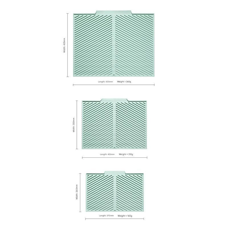 3-Piece Beige Silicone Draining Mat Set Kitchen Counter Protector Heat-Resistant Non-Slip Mats Large Medium Small