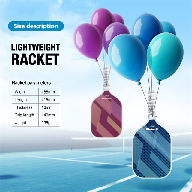Fantasy Blue Striped Fiberglass Pickleball Paddle – Lightweight Shock-Absorbing Rackets for Outdoor Play