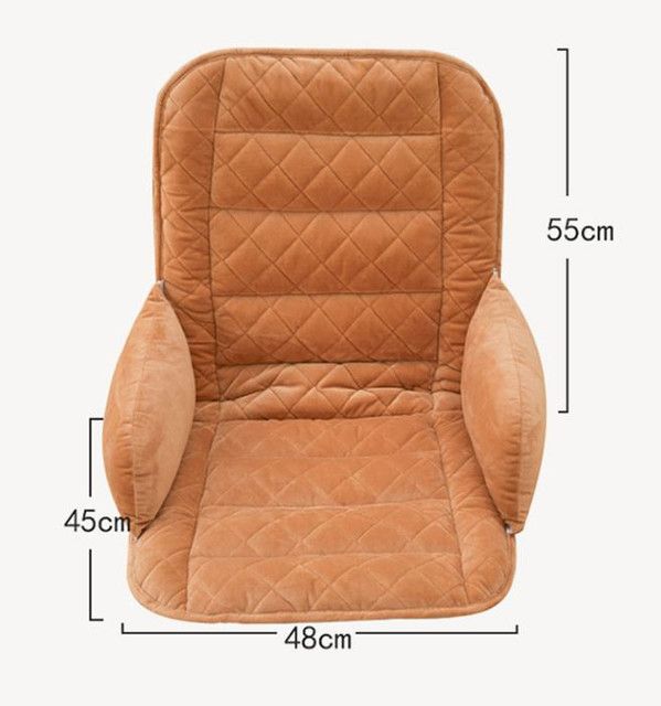 Grey Premium Quilted Plush Integrated Seat Cushion & Backrest – Thickened Lumbar Support Pad with Detachable Armrests, Secure Buckle and Washable Cover for Office Chair Long Sitting