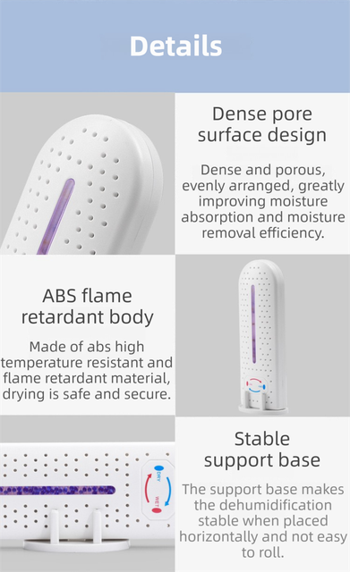 Mini Renewable Dehumidifier Device for Cupboard Drawer Basement – Wireless Rechargeable Silica Gel Wardrobe Moisture Absorber & Anti-Mould Dessicant Dryer Box