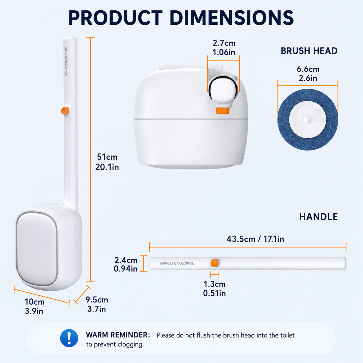 Automatic Flip-Open Disposable Toilet Brush Set with 7 Cleaning Refill Heads, Wall Mounted Storage, One-Button Hygienic Release, 360° Rotating Deep Cleaning, 51cm Long Handle Bathroom Toilet Cleaner