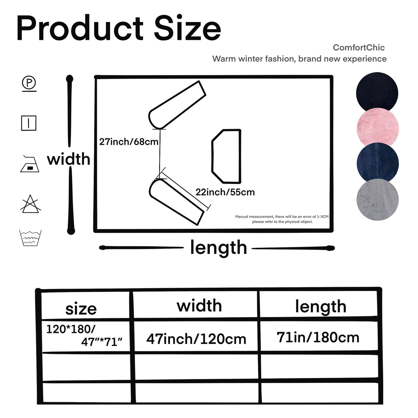 Blue 180 x 120CM Extra Large Wearable Wrap Blanket with Sleeves and Large Pocket, Cozy Thickened Composed Flannel Sherpa Fleece Oversized TV Blanket Robe and Sofa Throw for Home Lounging