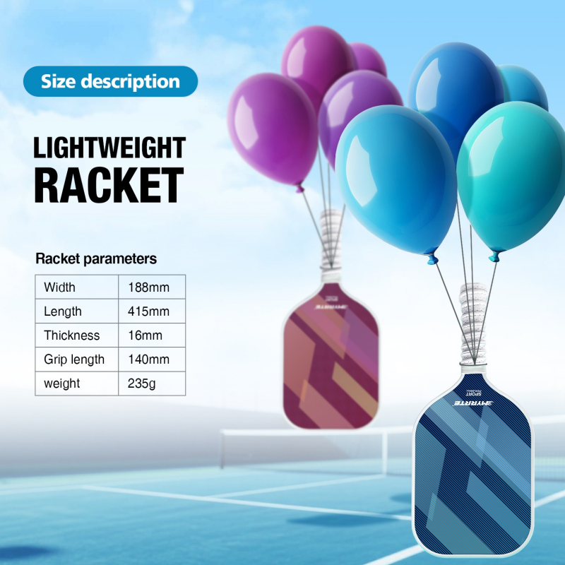 2 pcs Dreamy Purple Fiberglass Pickleball Paddle Racket Set(2 Rackets + 4 Balls + Bag) Lightweight PP Honeycomb Core Training Racket for Beginners and Recreational Play with Cushioned Grip