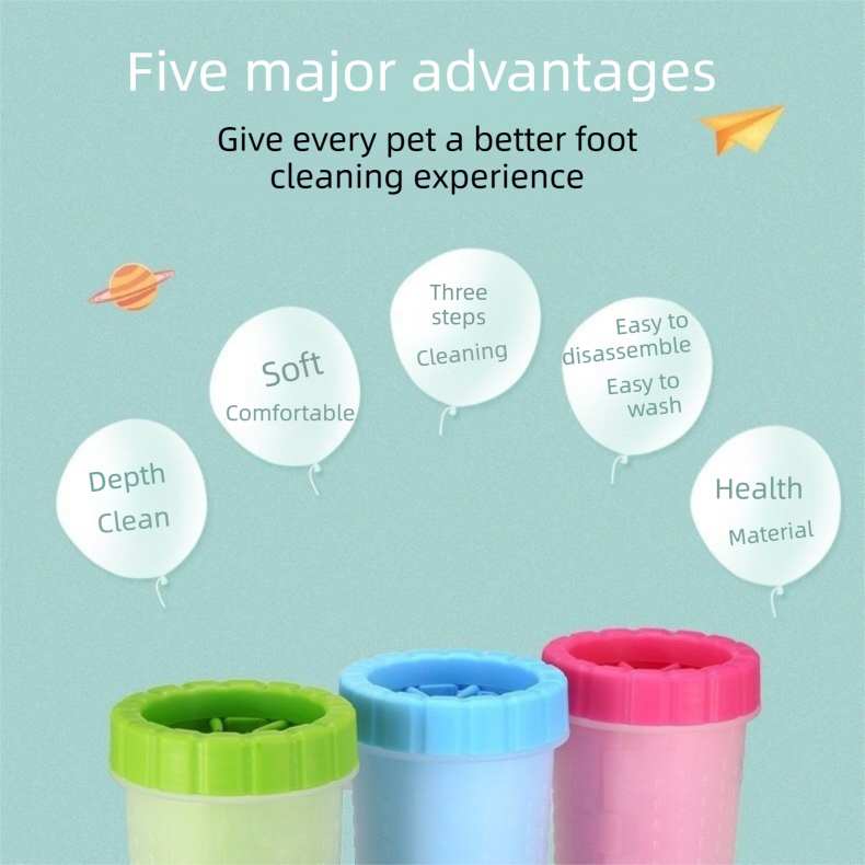Pink small size Pet Paw Cleaner Cup Portable Dog Paw Washer with Soft Silicone Bristles TPR Silicone Cleaning Cup for Muddy Paws Dogs and Cats