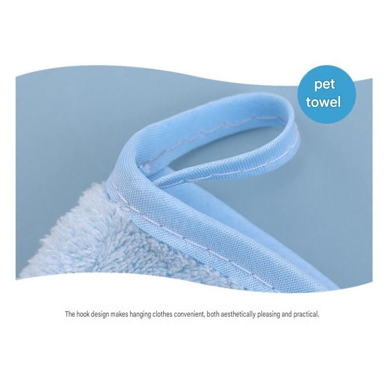 2-piece Blue Quick-drying pet grooming glove towel; made of soft, highly absorbent coral fleece; suitable for drying dogs and cats after bathing.