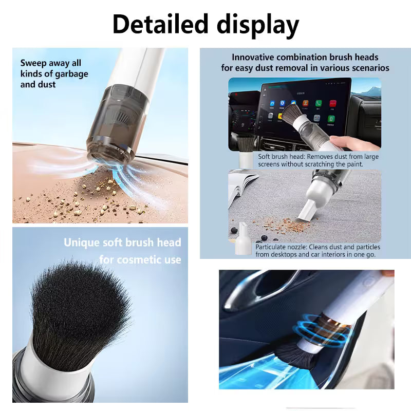 Black Cordless Dust Buster Vacuum Cleaner- Cordless Mini Dust Cleaner with Soft Brush Attachment, USB Rechargeable Desktop and Keyboard Cleaning Tool