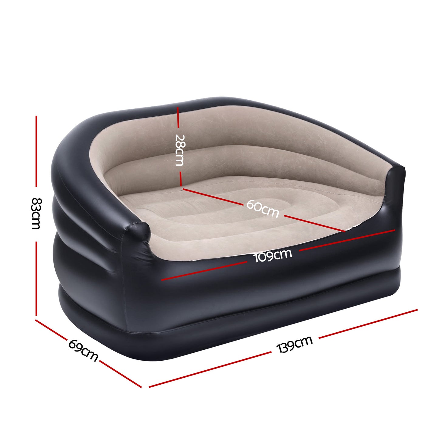 Gardeon Outdoor Air Sofa Inflatable Couch Two-Seater Lounge Chair with Pump Blow Up Couches for Camping