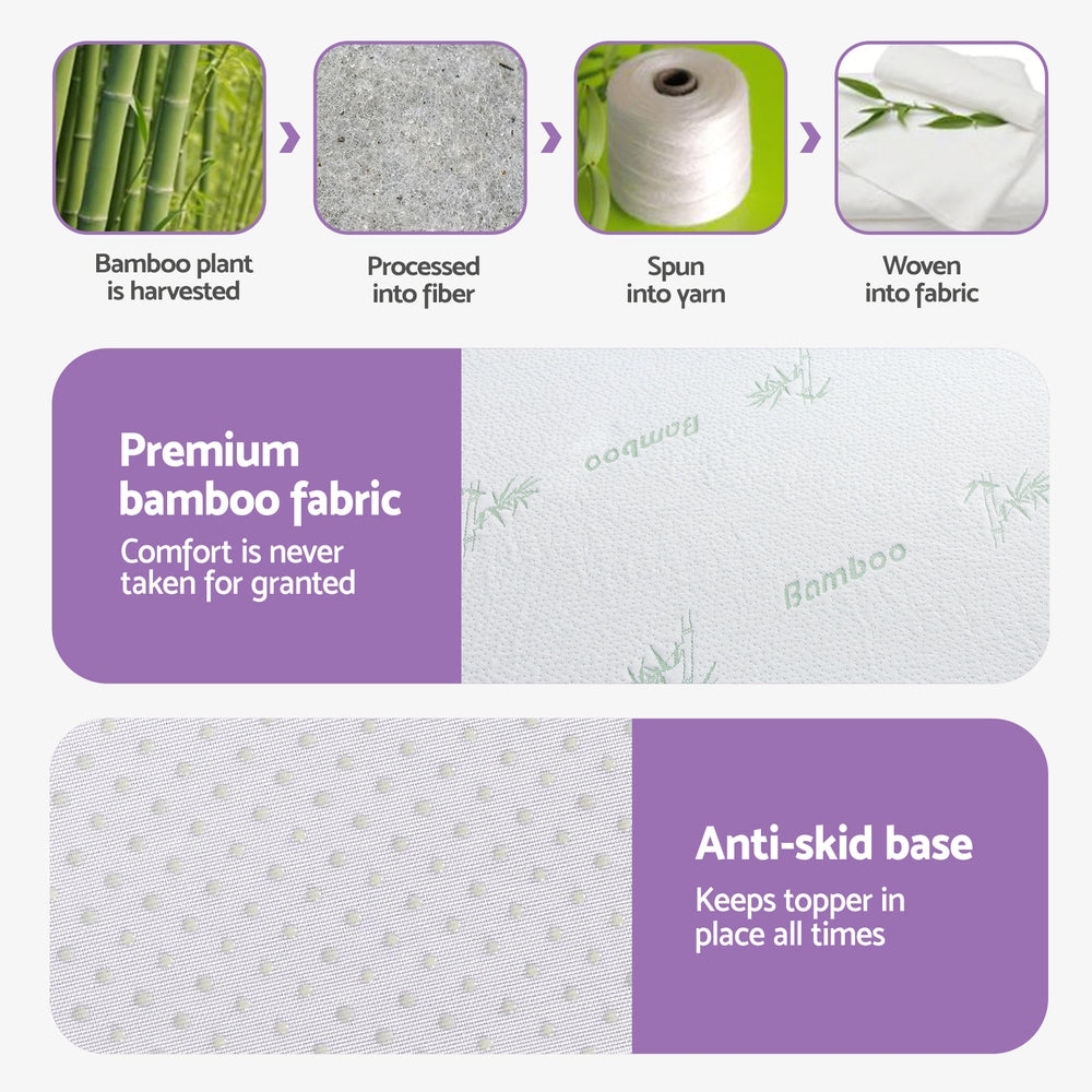 Giselle 8cm Memory Foam Mattress Topper Lavender Infused Bamboo Cover 7-Zone King Single