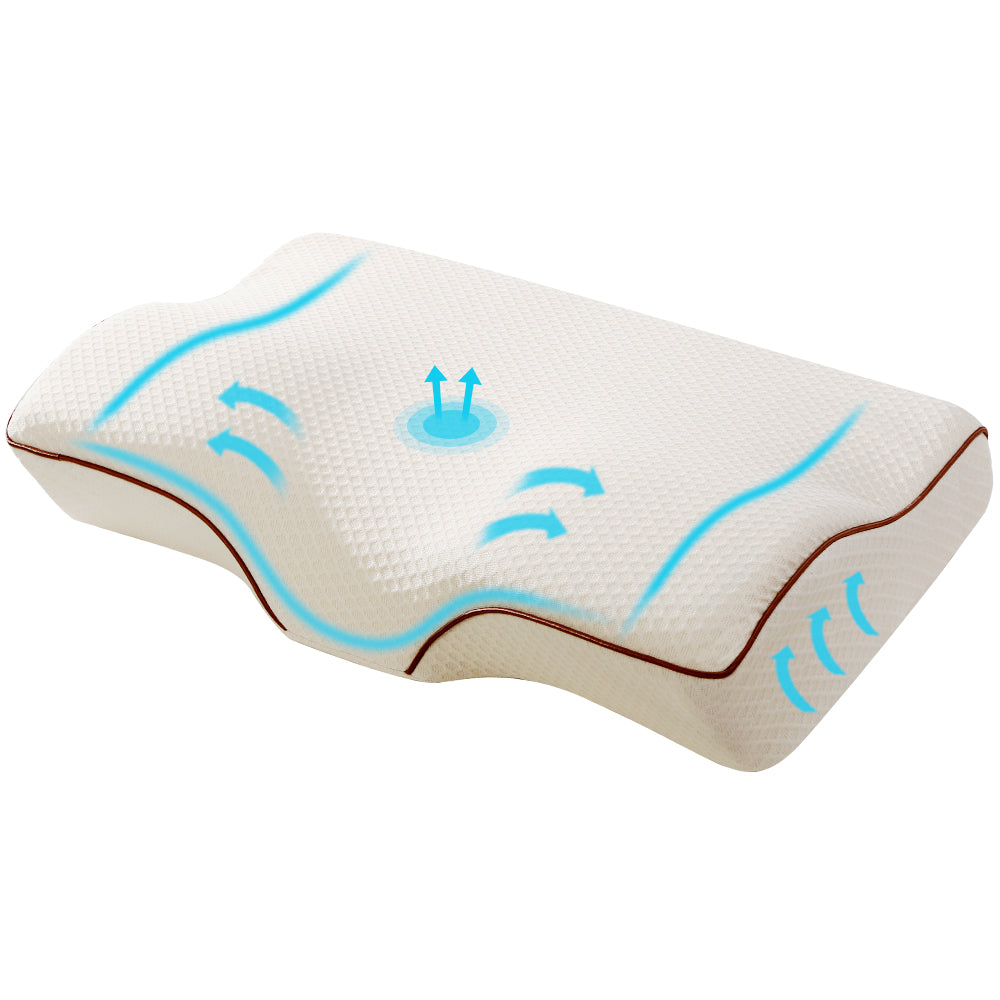 Giselle Memory Foam Pillow Neck Cervical Butterfly Ergonomic Support White