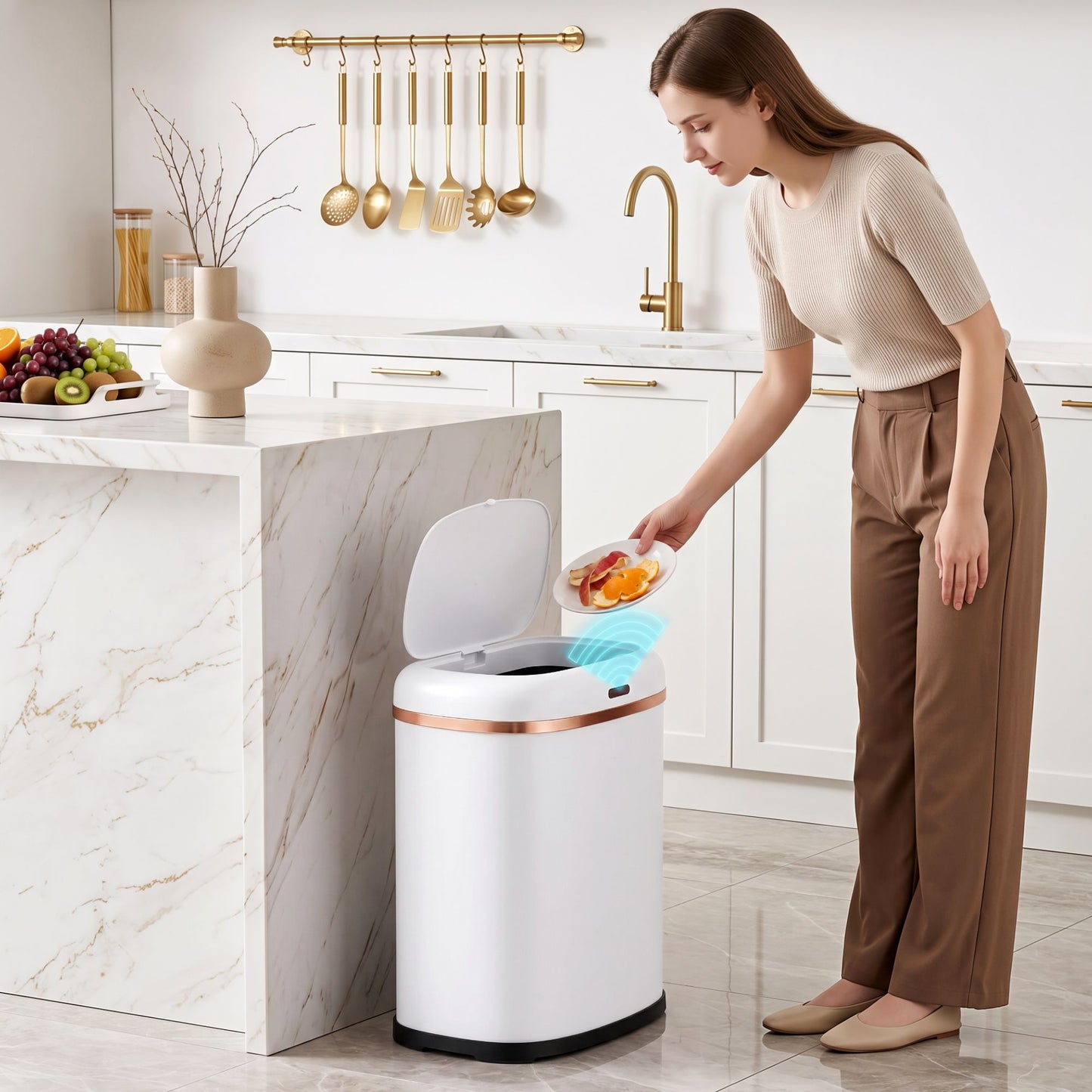 Devanti 38L Motion Sensor Bin Rubbish Automatic White