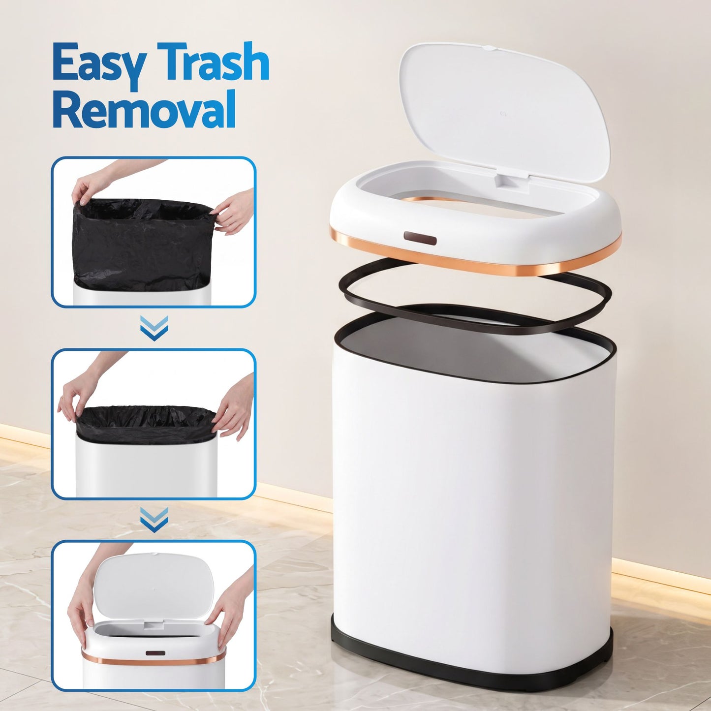 Devanti 38L Motion Sensor Bin Rubbish Automatic White