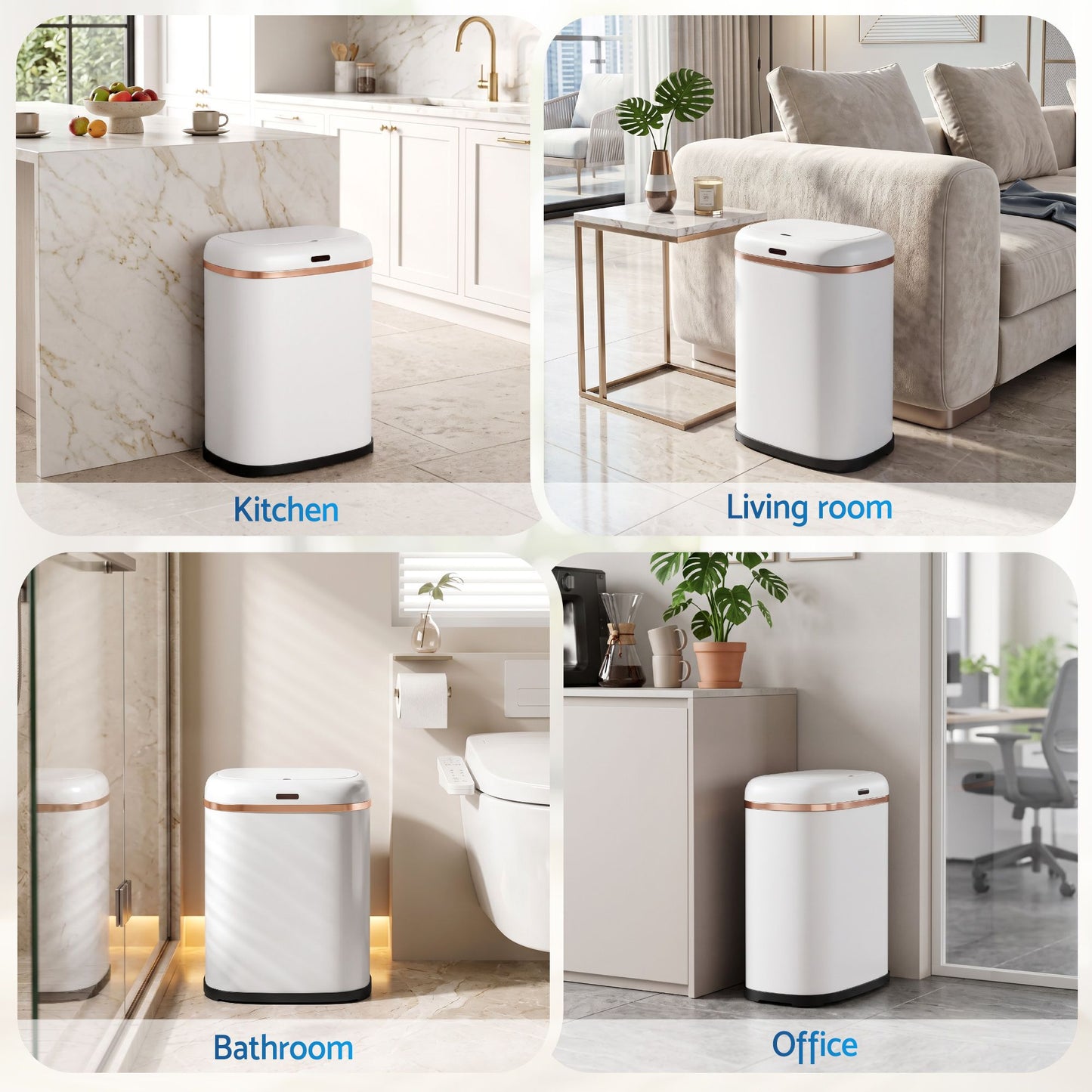 Devanti 38L Motion Sensor Bin Rubbish Automatic White