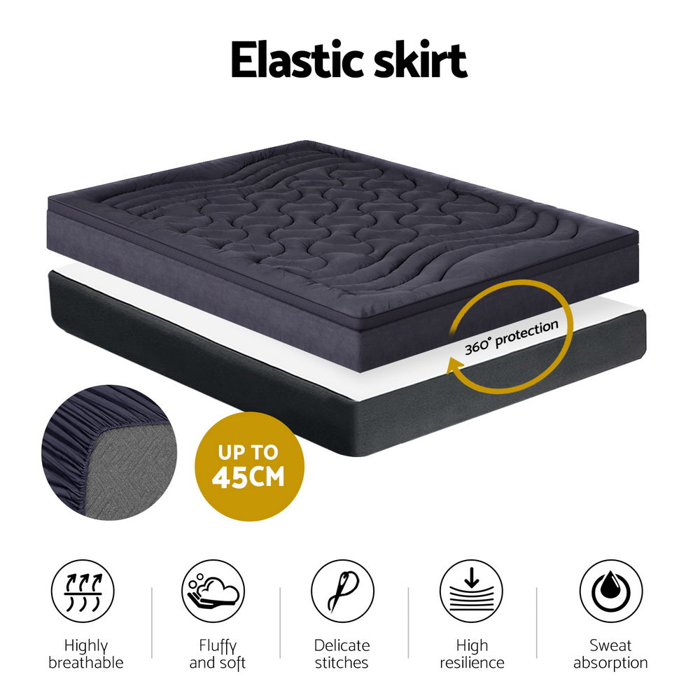 Giselle Bedding 3-Zone Pillowtop Mattress Topper 1000GSM for Back Pain Relief Washable with 45cm Deep Pocket King