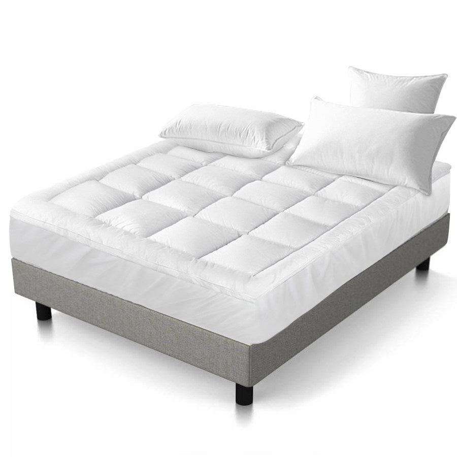 Giselle Bedding 5cm Bamboo Pillowtop Mattress Topper 1000GSM Mattress Pad for Back Pain Relief Washable Breathable Protector with 45cm Deep Pocket Queen
