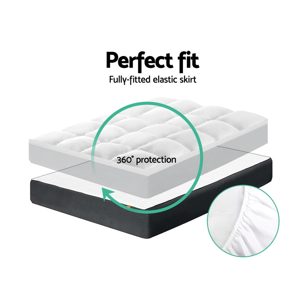 Giselle Bedding Pillowtop Mattress Topper 5cm Thick Pad for Back Pain Relief Washable Underlay Protector 1000GSM Microfibre Filling 45cm Deep Pocket Double