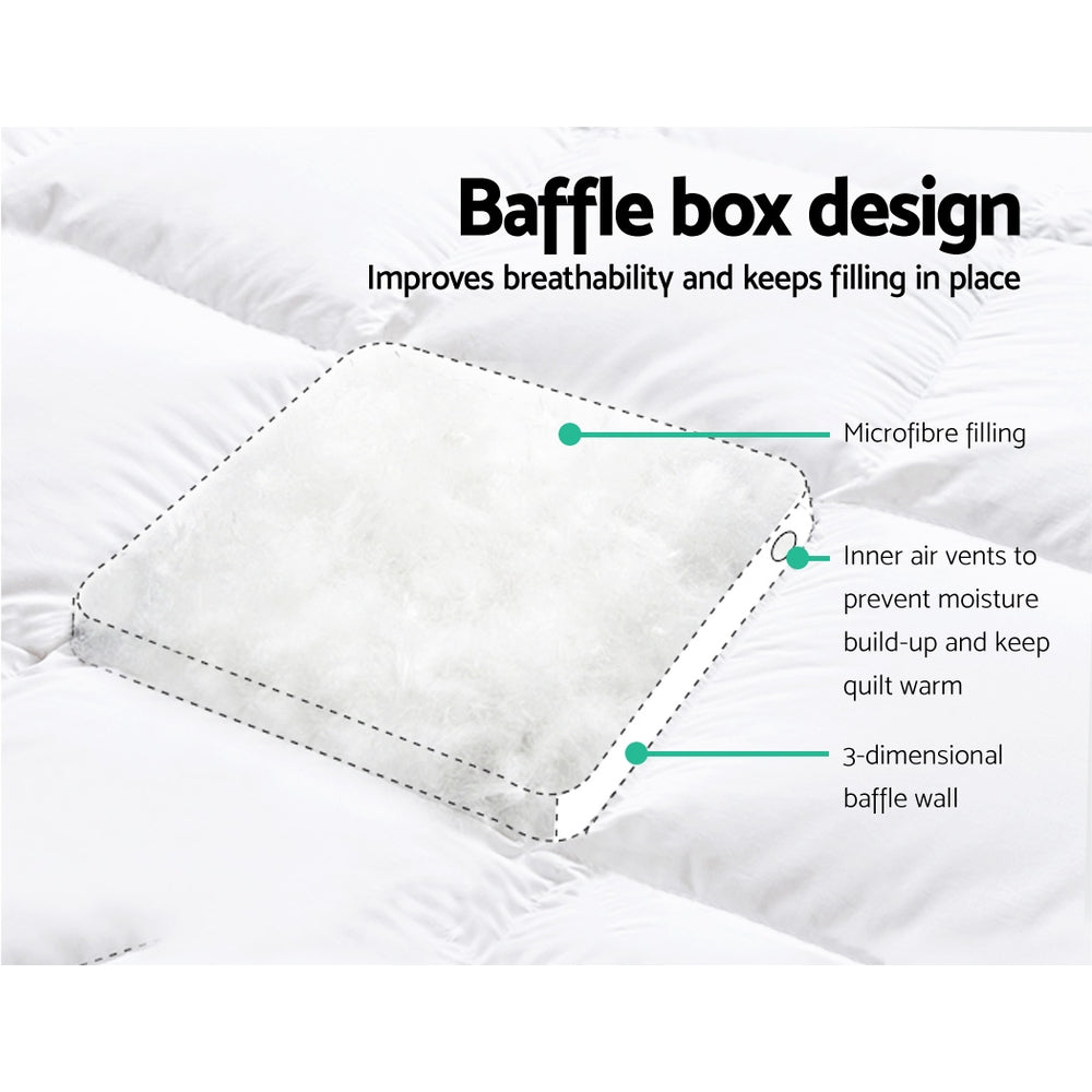 Giselle Bedding Pillowtop Mattress Topper 5cm Thick Pad for Back Pain Relief Washable Underlay Protector 1000GSM Microfibre Filling 45cm Deep Pocket Queen